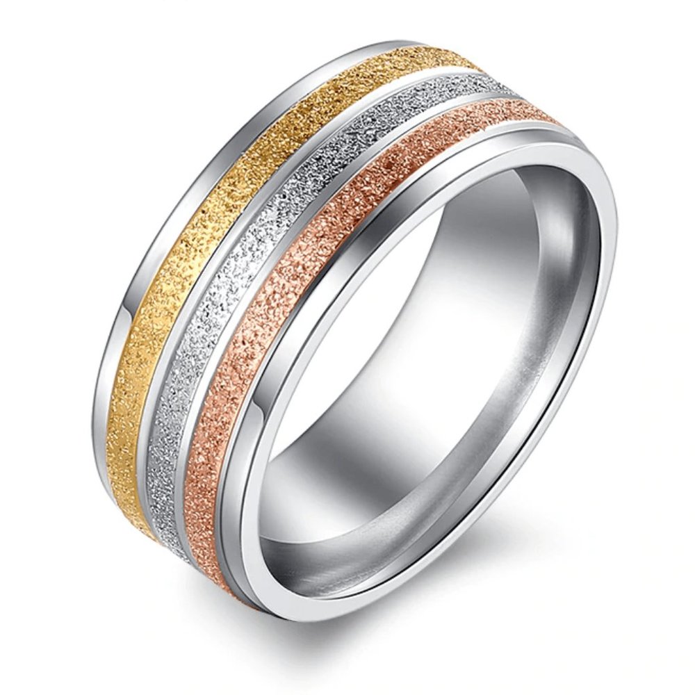 Three Tone Stainless Steel Ring